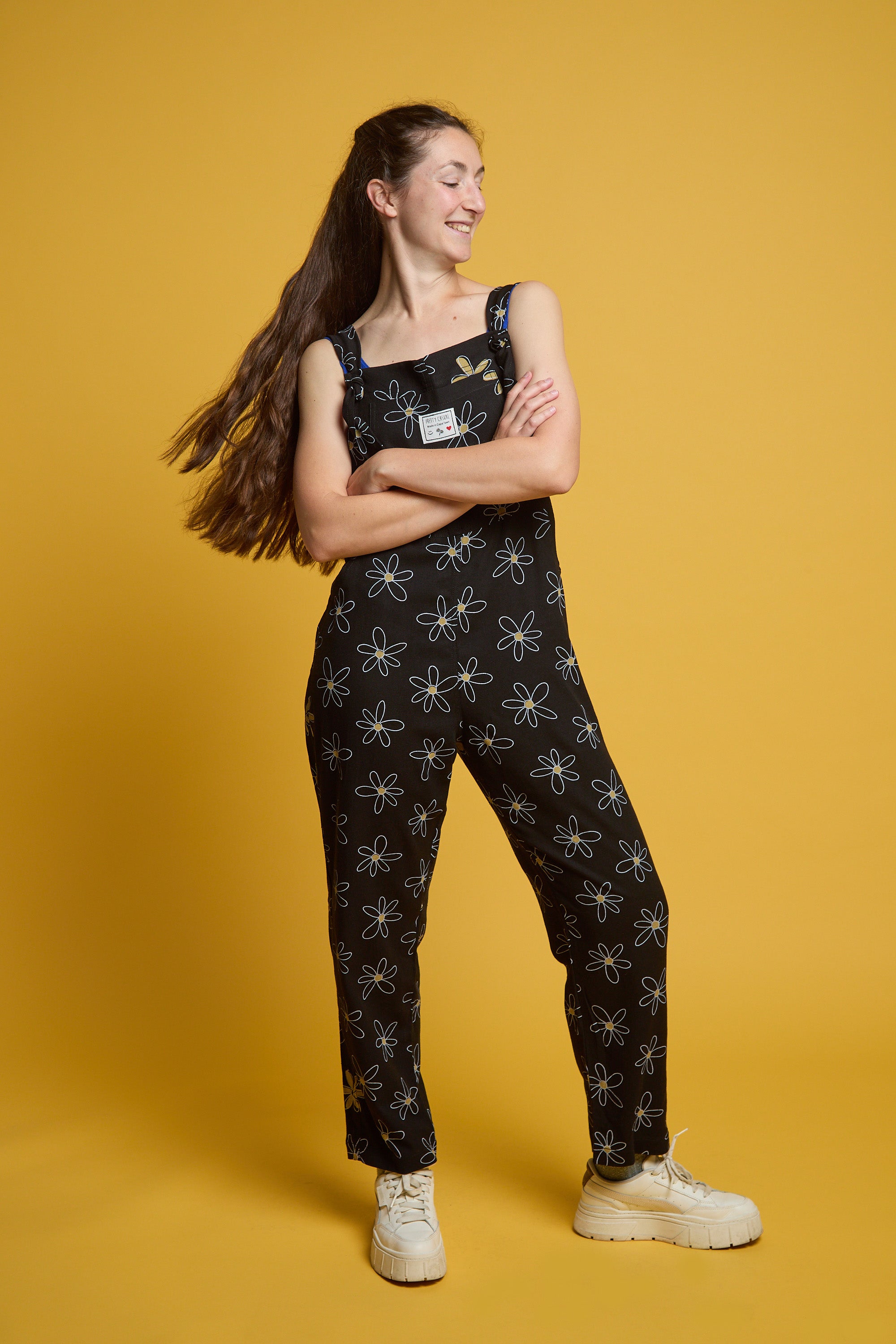 Long linen dungarees