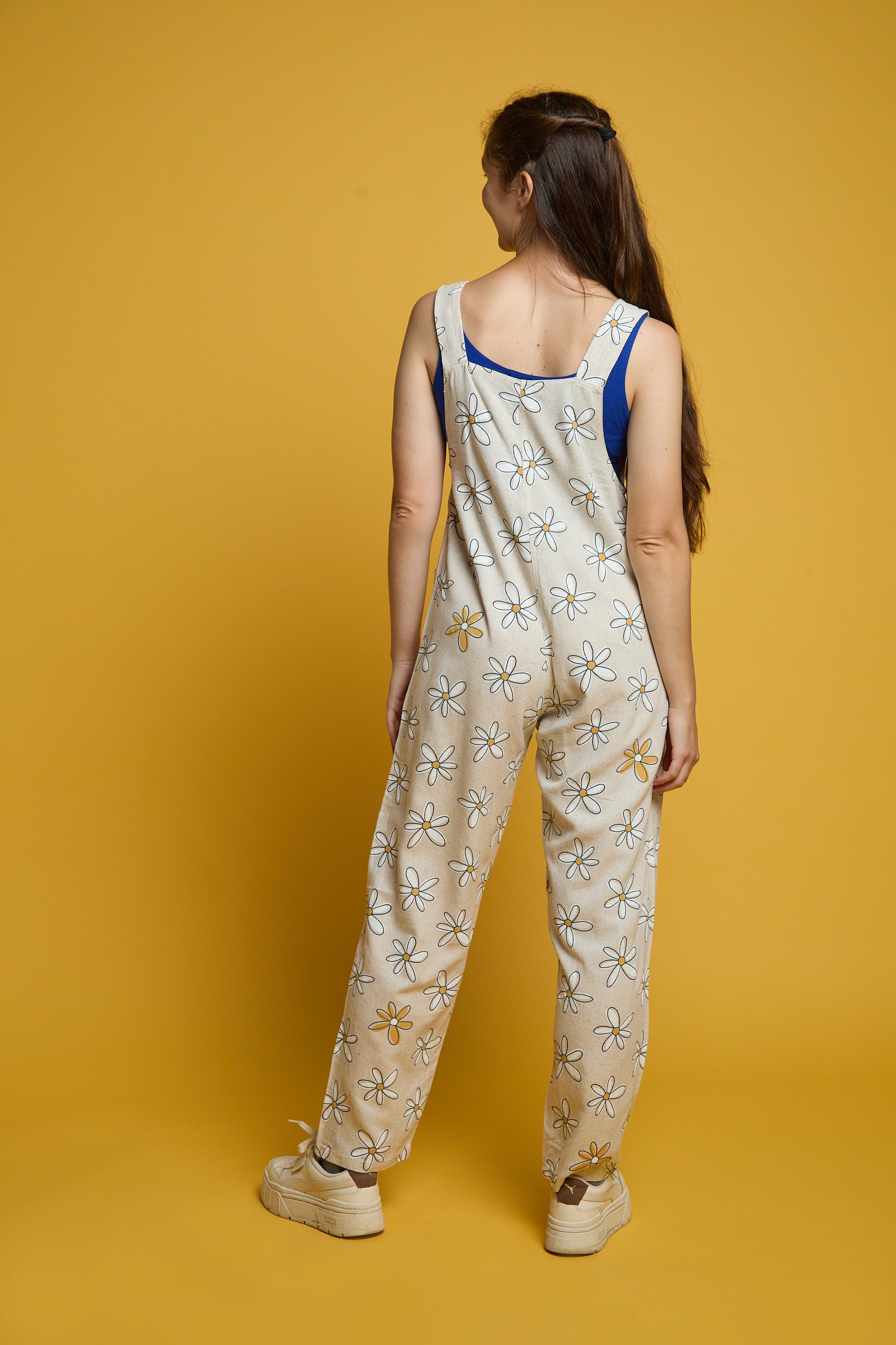 Long linen dungarees